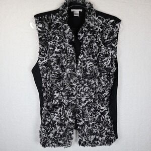ALBERTO MAKALI Black Gray Textured‎ Rose Floral Vest Layering Piece Size L